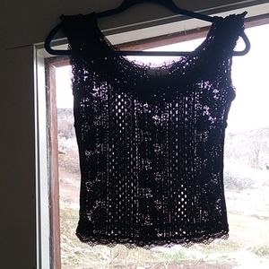 Maison Mayle - black lace shoulder crop top